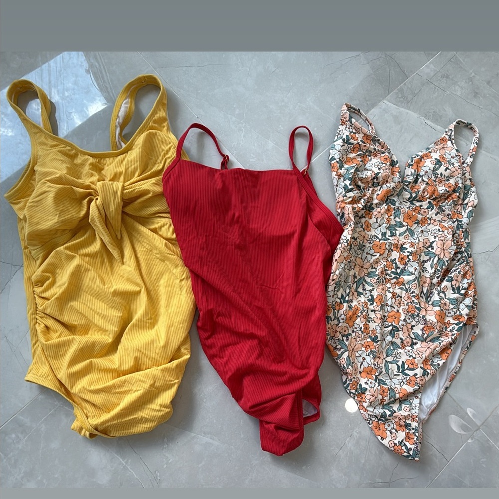 Stylis maternity One Piece Swimsuit Set - Yellow, Red, Floral- so cute!